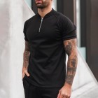 Zipper V-neck Bck Polo Shirt