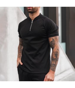 Zipper V-neck Bck Polo Shirt