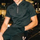 Zipper V-neck Bck Polo Shirt