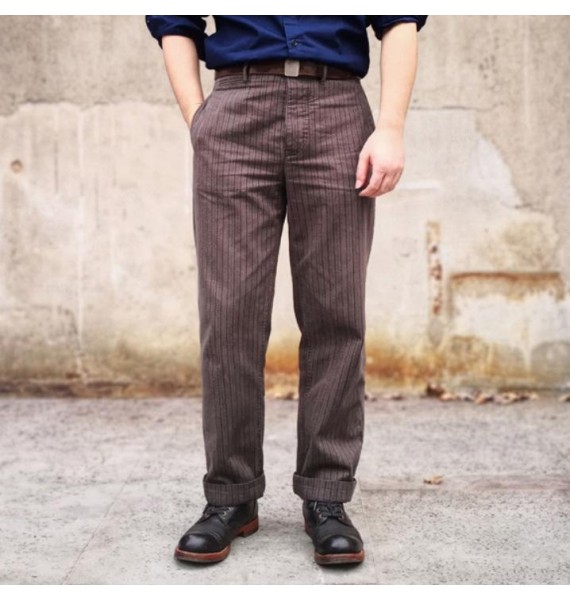 French Striped Pepper and Salt Cargo Pants