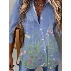 Floral Casual Shirt Colr Long Sleeve Blouse