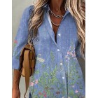 Floral Casual Shirt Colr Long Sleeve Blouse