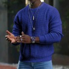 Men's Solid Waffle Crew Neck Pullover Knit