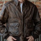 Men's Fashion Retro Distressed Pocket Leather Jacket