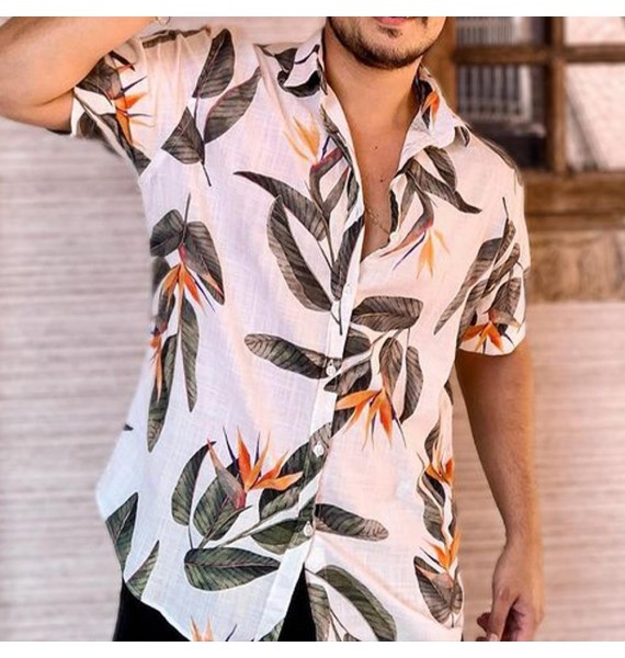 Hawaiian Casual Print Short Sleeve Shirt