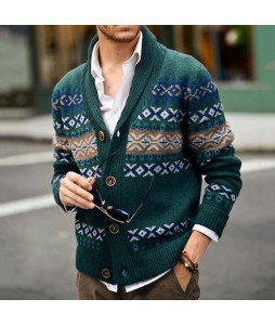 Men's  pel Long Sleeve Jacquard Cardigan