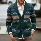 Men's  pel Long Sleeve Jacquard Cardigan