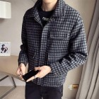 Men's Casual Check Textured Long Sleeve Jacket