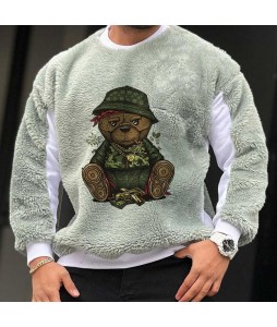 Teddy Panel Plush Sweatshirt