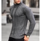 Men's Stack Colr Grey Trend Casual Striped Sweater