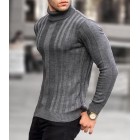 Men's Stack Colr Grey Trend Casual Striped Sweater