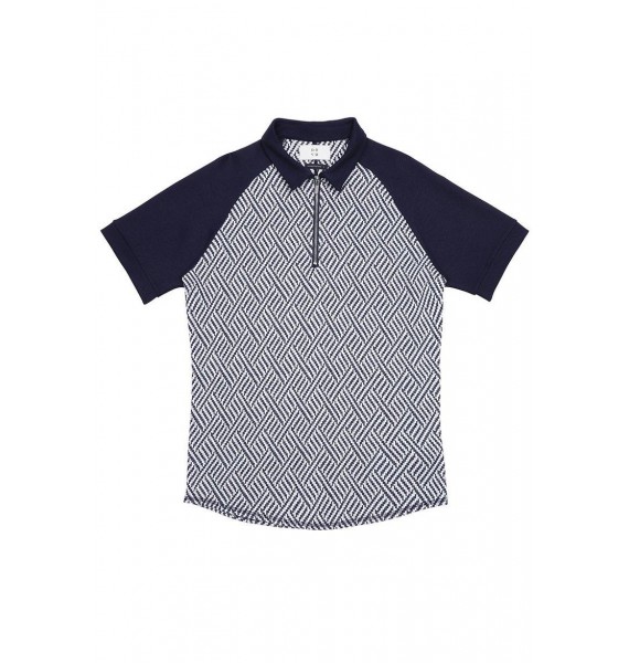 Jacquard Color Block Short-sleeved Polo Shirt