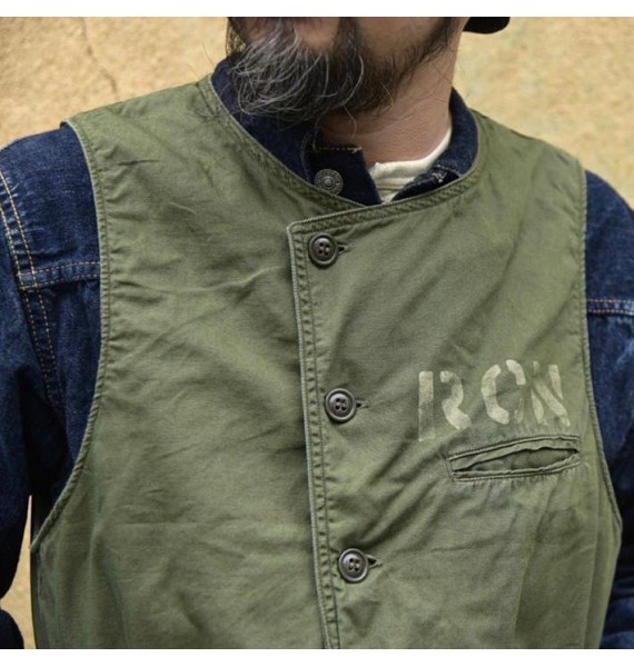 Mens Army Green Workwear Waistcoats