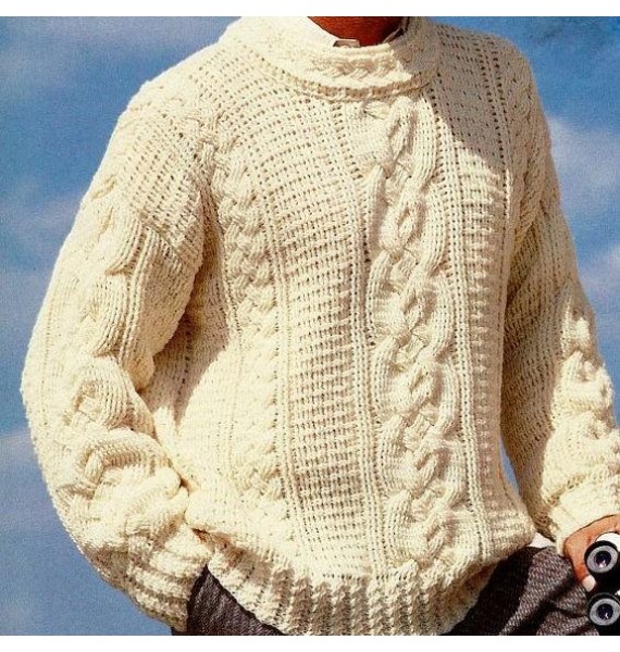 Men's Cssic Casual Pullover -White Sweater