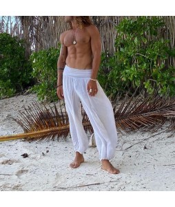 Mens Linen Minimalist Romantic Holiday Harem Pants