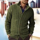 Men's Fashion Solid Color Long Sleeve Knit Sweater Cardigan