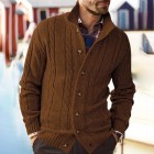 Men's Fashion Solid Color Long Sleeve Knit Sweater Cardigan