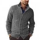 Men's Fashion Solid Color Long Sleeve Knit Sweater Cardigan