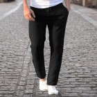 Men's Linen Slim Fit Solid Color ce Up Estic Waist Pants