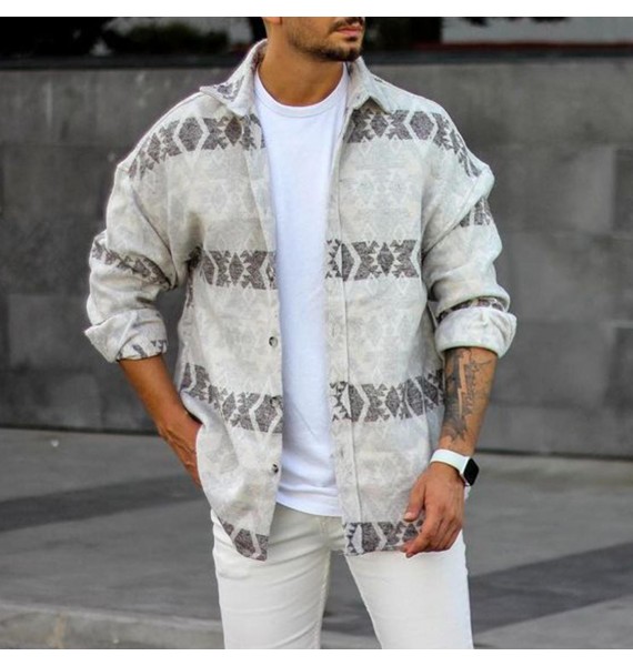 Men's Casual Geometric Shirt Jacket