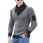 Men's Casual Scarf Colr Knit Long Sleeve Sweater