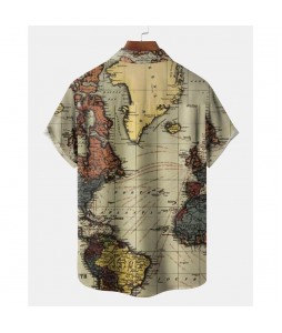 Men's Map Beach Short Sleeve Shirt