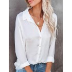 Casual Loose Solid Color Cardigan Long Sleeve Blouse