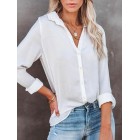 Casual Loose Solid Color Cardigan Long Sleeve Blouse