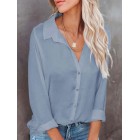 Casual Loose Solid Color Cardigan Long Sleeve Blouse