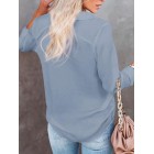 Casual Loose Solid Color Cardigan Long Sleeve Blouse