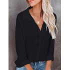 Casual Loose Solid Color Cardigan Long Sleeve Blouse