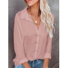 Casual Loose Solid Color Cardigan Long Sleeve Blouse