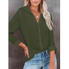 Casual Loose Solid Color Cardigan Long Sleeve Blouse