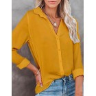 Casual Loose Solid Color Cardigan Long Sleeve Blouse