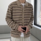 Men's Elegant Stripe Pattern Knit pel Cardigan