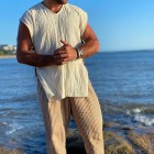 Mens holiday linen pin vest