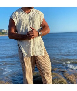 Mens holiday linen pin vest