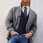 Men's Casual Comfortable Solid Color Turtleneck Cardigan