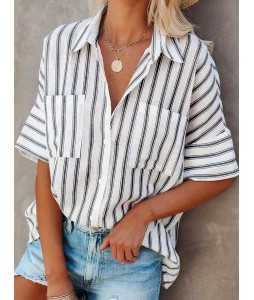 Women'S Striped Print Loose Fashion Blouse