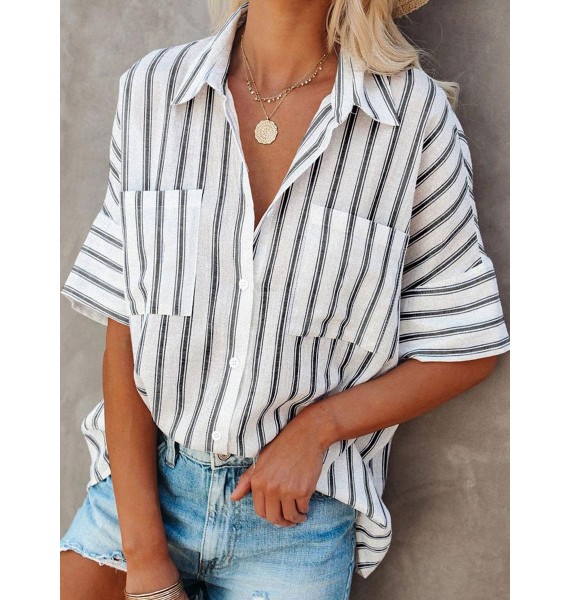 Women'S Striped Print Loose Fashion Blouse