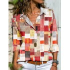 Casual Loose Geometric Print Long Sleeve Blouse