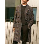 Men's Cssic Retro Casual Fashion Brown Check Coat