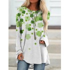 Round Neck Casual Loose  Print Long Sleeve Shirt