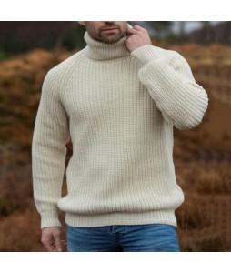 Men's Casual Turtleneck Loose Long Sleeve Pullover Sweater