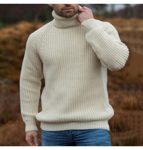 Men's Casual Turtleneck Loose Long Sleeve Pullover Sweater