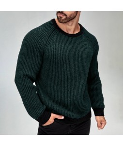 Men Ragn Sleeve Contrast Trim Sweater