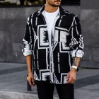 Men's Casual Geometric Pattern Shirt Jacket