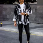 Men's Casual Geometric Pattern Shirt Jacket