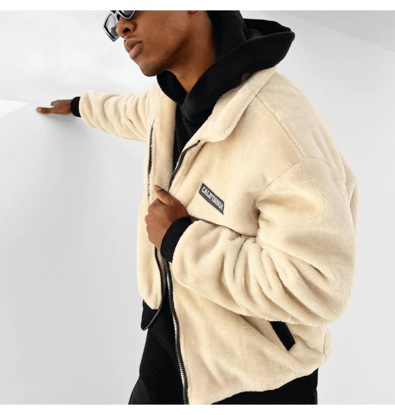 Men's California Oversized Fleece Baseball Jacket