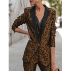 Women's Leopard Print Patchwork Suit